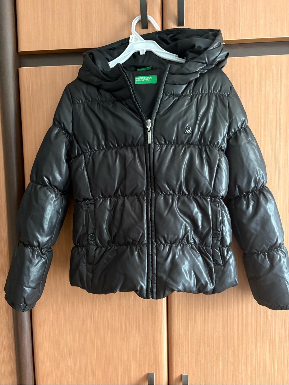 United Colors Of Benetton boys/girls Black Hooded Puffer Coat